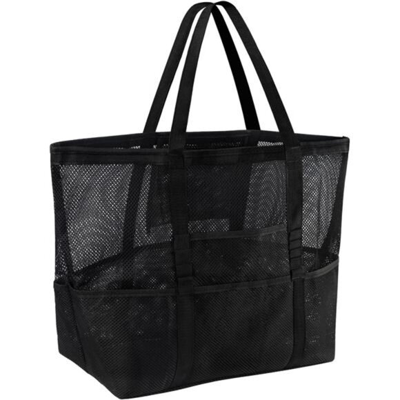 Mesh Beach Bag Tote Bag for Women,Foldable Swim Large Beach Tote Bag with Zipper - Picture 1 of 7